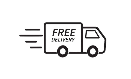 Icon of a delivery truck with 'Free Delivery' text on a white background